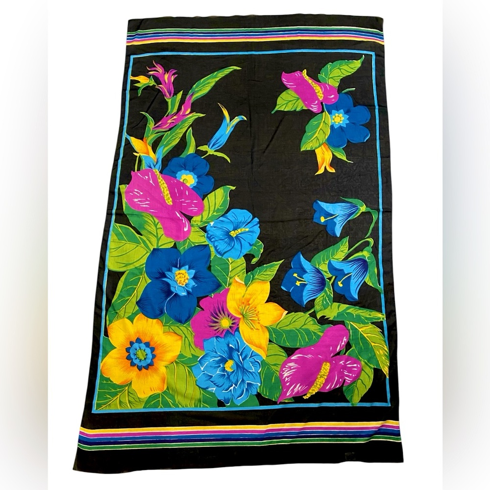 VINTAGE EL MARIE BY SAPPHIRE INC BLACK SARONG WRAP SCARF